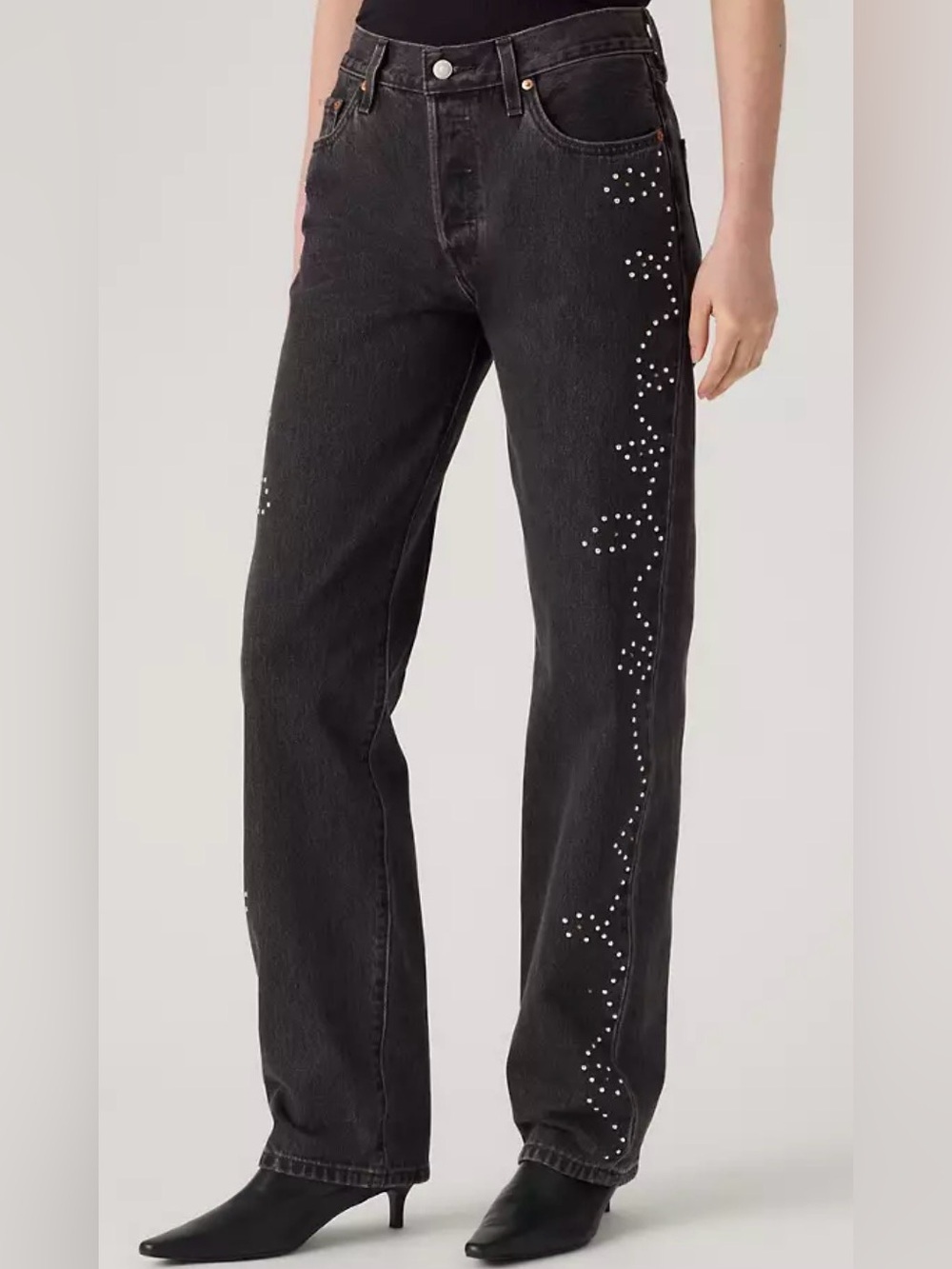 Vintage 501® '90S WOMEN'S JEANS BLACK embellished - Size 29 x 32 - Picture 5 of 11